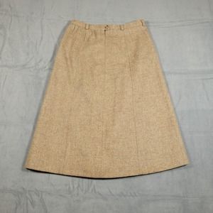 Vintage Gordon of Philadelphia A-Line Skirt Womens 12 Beige Pure Wool Lined Zip